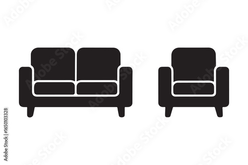 black sofa isolated on white background