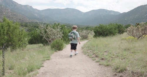 Small Boy Hiking in the Foothills in Albuquerque NM