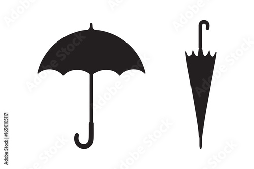 black umbrella isolated on white background
