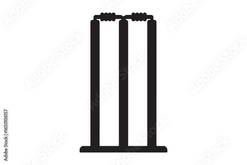 Cricket bat, stumps and bails icon 