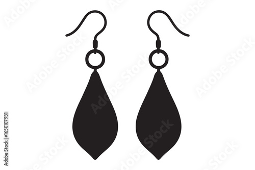 Black flower earrings, elegant jewelry, studio shot, white background, fashion accessory
