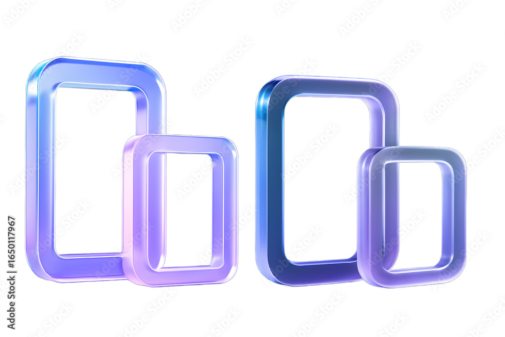Abstract 3d blue background wallpaper with glass holographic transparent frames. Rectangle shapes crystal borders with light purple pink gradient. Render digital graphic tech banner Abstract 3d blue background wallpaper with glass holographic transparent frames. Rectangle shapes crystal borders with light purple pink gradient. Render digital graphic tech banner