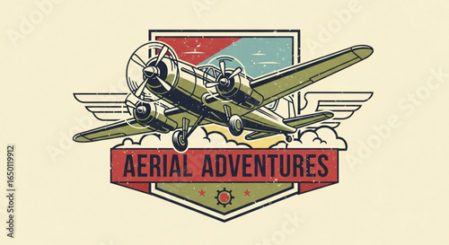 Vintage airplane aviation travel adventure retro style design perfect for travel and adventure seekers alike