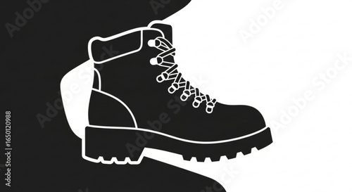 Hiking boot vector illustration for outdoor adventure trekking and camping gear design and mountain footwear
