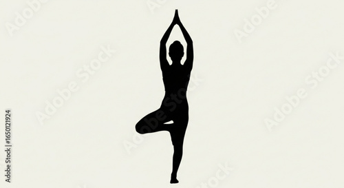 Yoga tree pose silhouette vector for meditation fitness and balance exercise vector illustration design