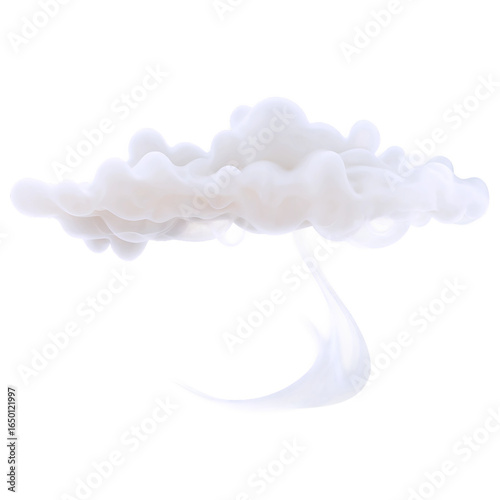 Abstract white cloud of smoke isolated on white background, ethereal and dreamy.