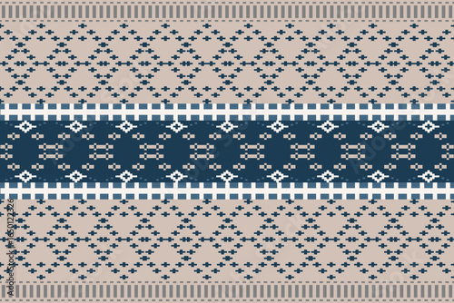 Earthy Tone Traditional Embroidery Art Abstract with Pixel Art Designs for Textile Print