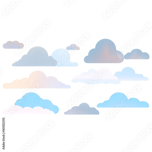 Collection of pastel colored clouds.