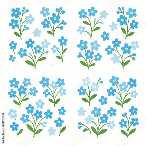 Vector illustration of a cute forgetmenot flower pattern.