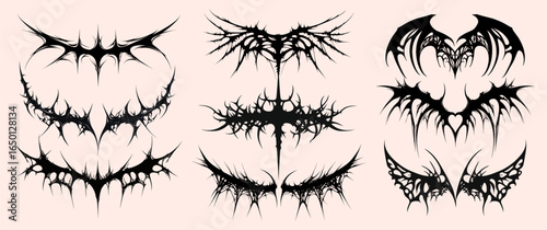 Intricate tribal tattoo designs, element vector set