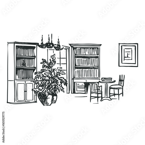 Book open bookshelves bookshelf sketch vector
