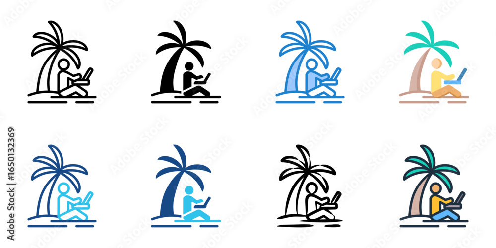 Obraz premium Digital nomads icon set multiple style collection