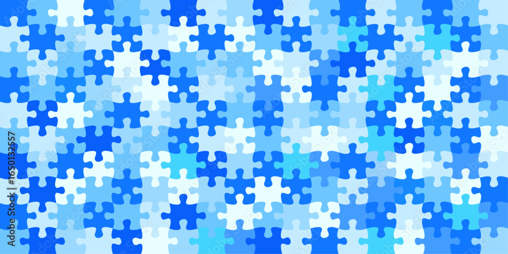 Fototapeta premium Jigsaw blue puzzle background vector stock illustration.