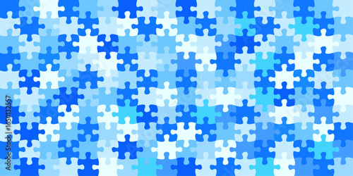 Jigsaw blue puzzle background vector stock illustration.