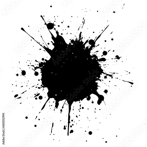 Splash point brush splatter stain black vector