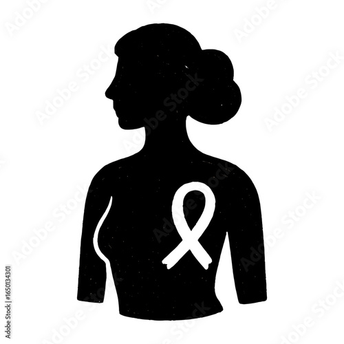 Breast cancer awareness silhouette vector