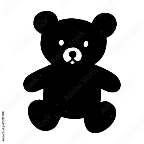 Cute black teddy bear silhouette vector
