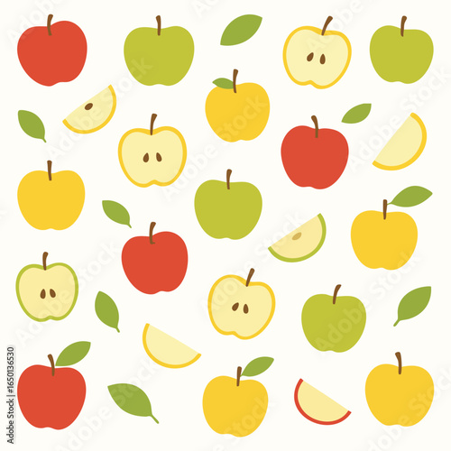 Colorful apple fruit seamless pattern illustration.