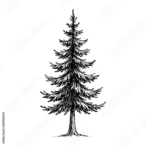 Detailed evergreen tree illustration vector