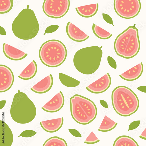 Colorful Guava Fruit Seamless Pattern Design.
