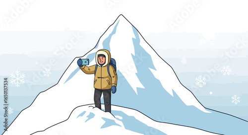 Adventure Awaits Capturing Moments While Mountain Climbing In Winter Season