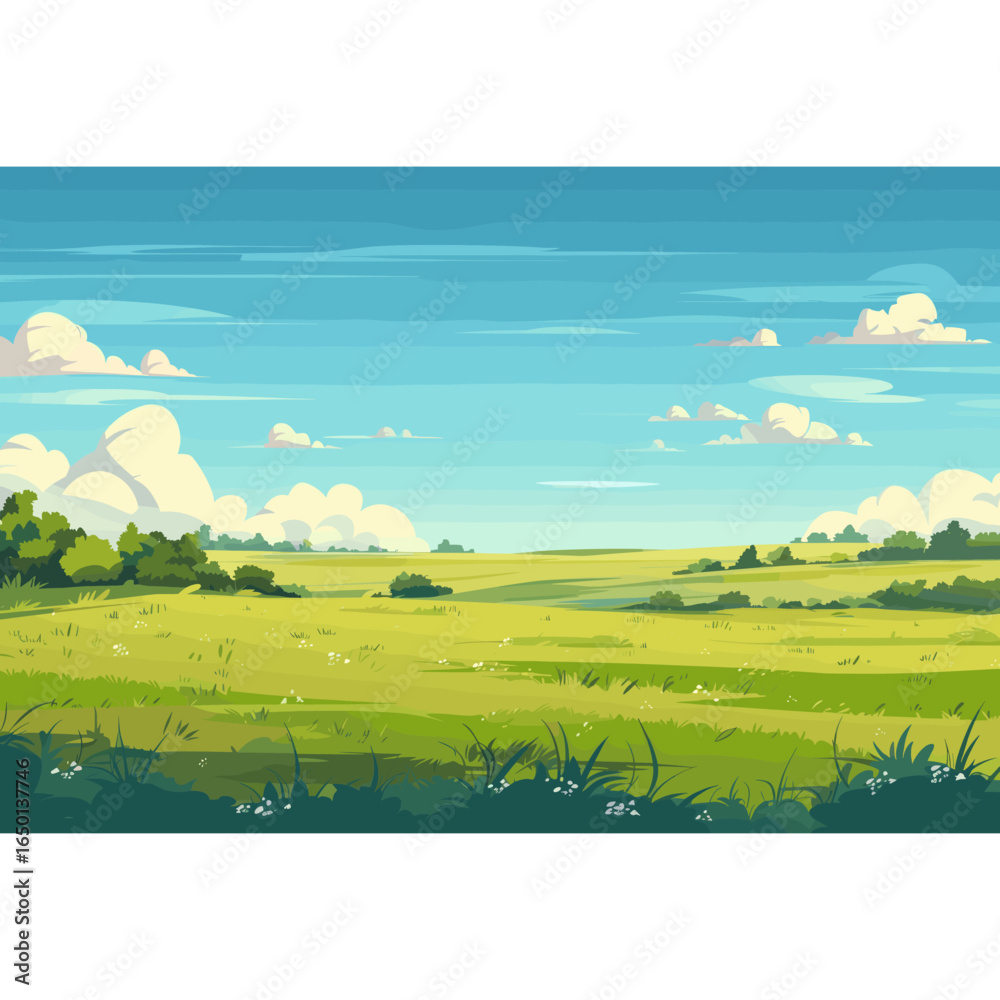 Fototapeta premium Grass plain illustration landscape outdoors vector