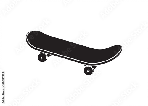 Black Silhouette Skateboard Vector Icon Sport Illustration Isolated.