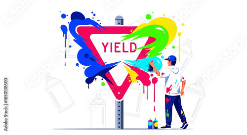 Artistic Vandalism, Colorful Expression Transforming the Street with Graffiti Art