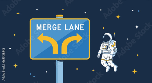 Astronaut At A Space Crossroads Navigating An Important Decision In The Universe