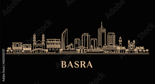 Basra Skyline Iraq Cityscape Outline.
