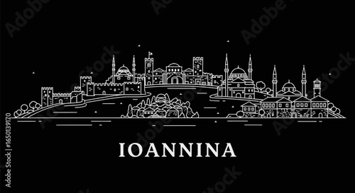 Ioannina Skyline Greece Line Art.