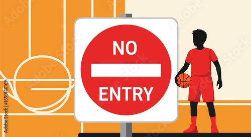 Basketball Player Denied Entry To The Court Due To Restrictions Sign