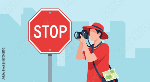 Capturing City Life: A Photographer and the Iconic Stop Sign