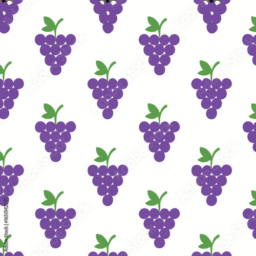 Seamless Pattern of Purple Grapes on White Background.