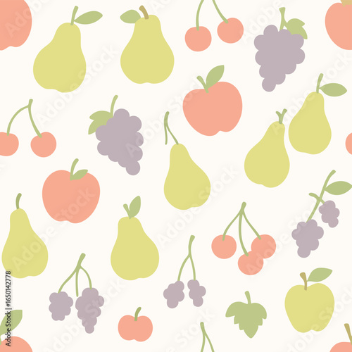 Seamless Pattern of Various Fruits.