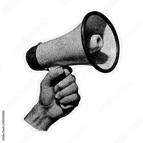 Vintage megaphone hand illustration  vector
