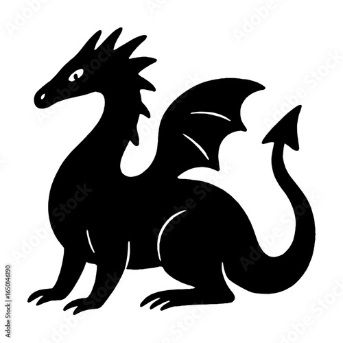 Majestic mythical dragon silhouette vector
