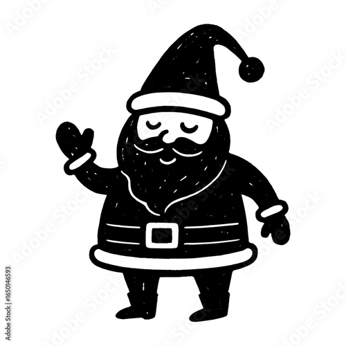 Jolly Santa Claus silhouette waving vector
