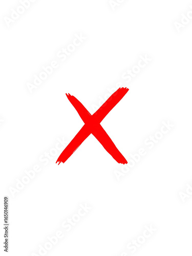 A simple graphic featuring a bright red x mark centered on a white background with clear and sharp lines
