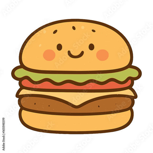 Cute cartoon smiling burger vector