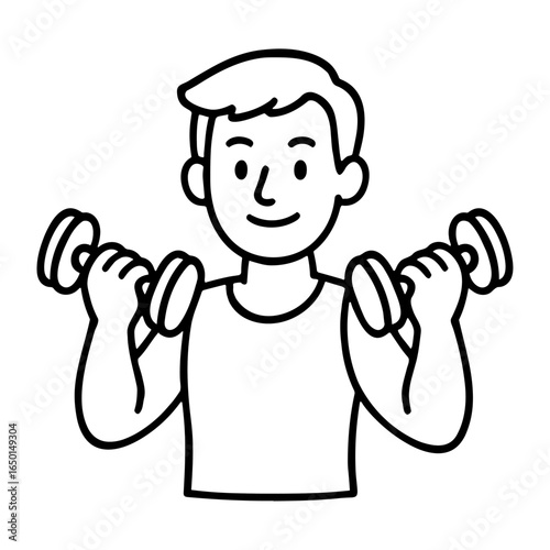 Cartoon man lifting dumbbells illustration vector