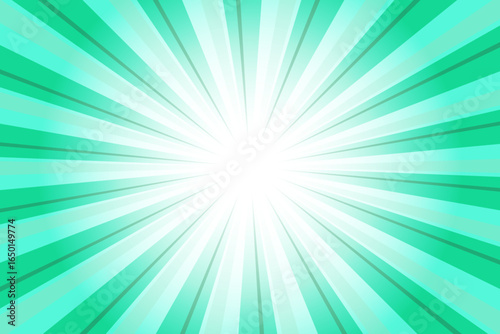 Crayola Green Abstract Sunlight Background. Glow Effect Sunburst Background for Presentation, Banner, Poster, Flyer, Sales. Pop Art Template for Summer and Spring. Rays Vector Theme.