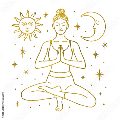Serene yoga meditation under stars vector