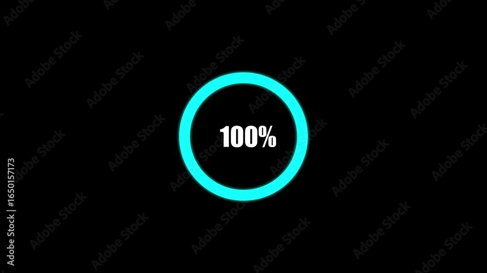 Simple animation of filling an empty line. Concept of loading, unloading and waiting for a progress bar.Futuristic uploading progress bar isolated on black background.