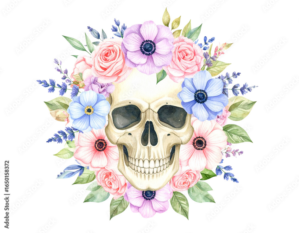 Fototapeta premium skull with flowers