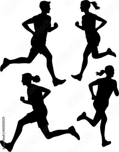 Fitness freaks ,male and female runner showing Jogging ,healt consciousness silhouette 