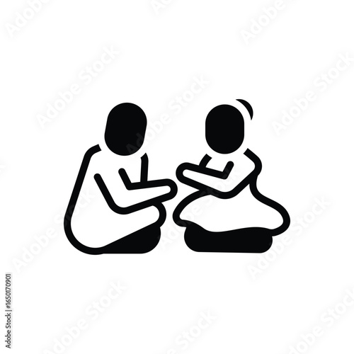 Black solid icon for brother sister bond