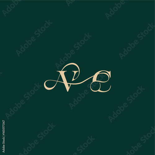 elegant style with wavy line VC monogram initial logo design letter organic curve wedding
