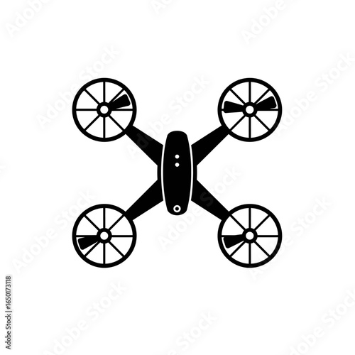 Minimal Quadcopter Drone Silhouette Vector Icon