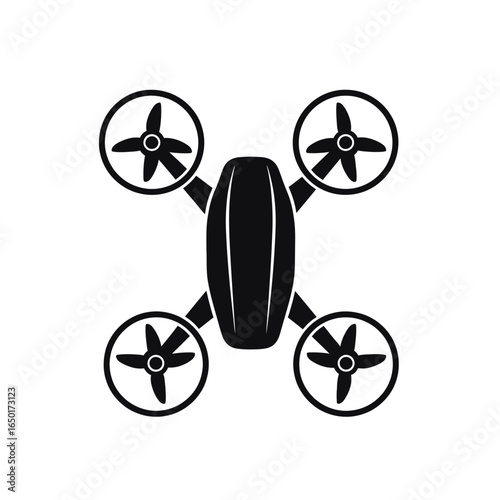 Minimal Quadcopter Drone Silhouette Vector Icon